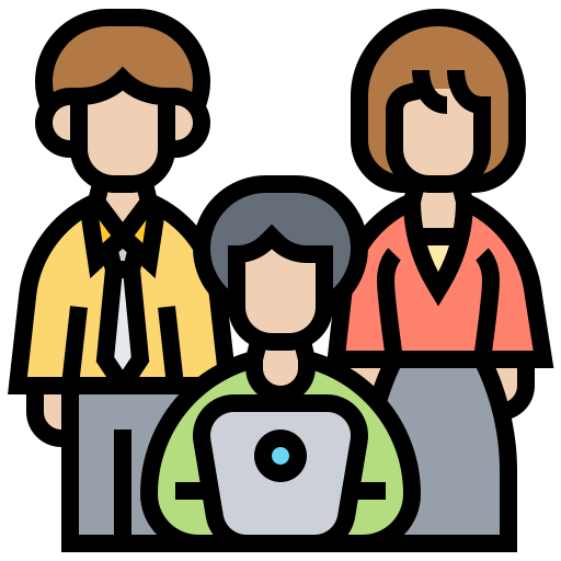 icono personas sentadas con un computador